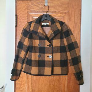 Wool Blend Buffalo Plaid Cropped Jacket XXSP